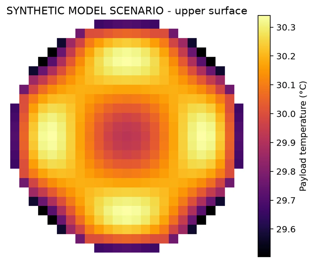 Two-dimensional synthetic surface-temperature map from the cold-plate thermal model